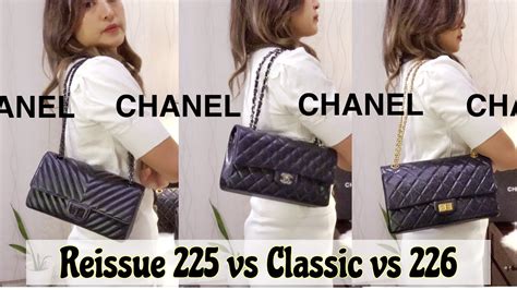 chanel reissue 224 vs 225|chanel reissue vs classic flap.